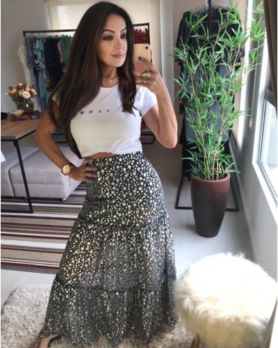 T-Shirt La Gisela Gola Careca Branca La Femme